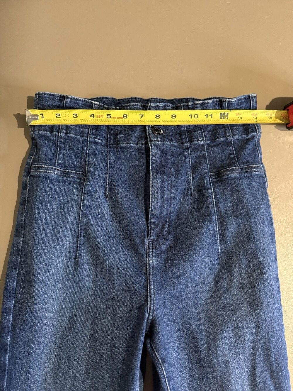 We The Free People Jeans Womens 31 Jayde Flare Bell Bottom Dark Wash Denim Blue - Picture 7 of 8